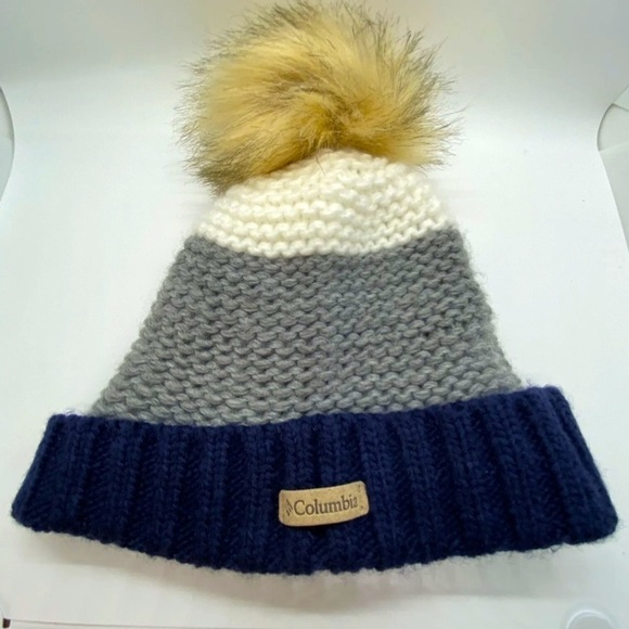 Columbia Women's Pom Pom Winter Beanie Hat Navy One Size - Picture 1 of 4